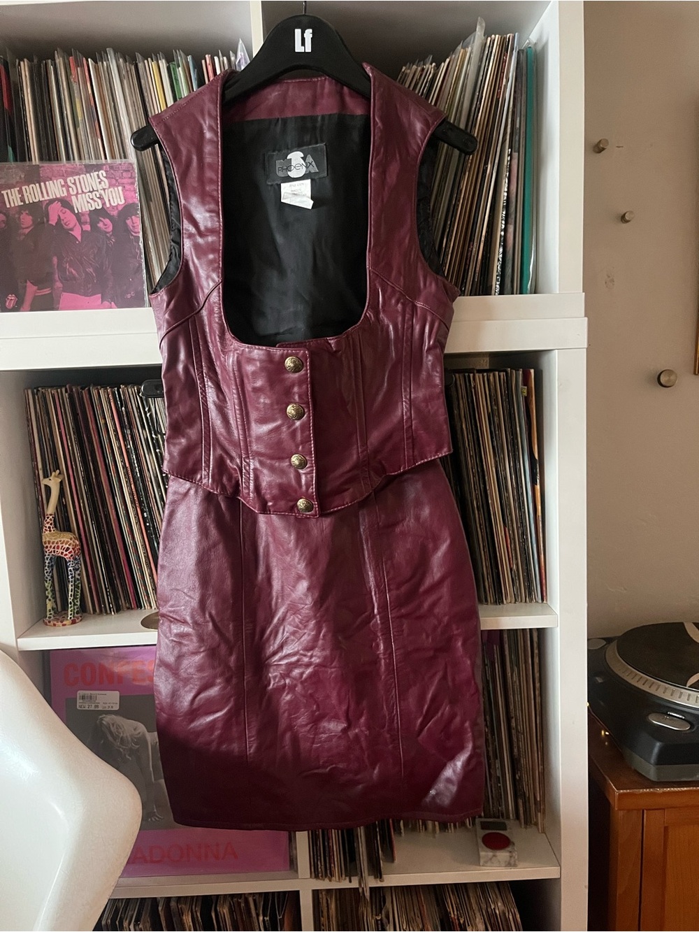 Vintage Phoenix Women’s Leather Vest & Skirt Set size 5/6 (modern 2/4) burgundy